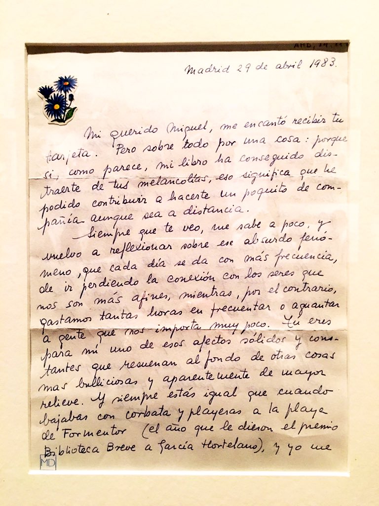 Madrid, 29 de abril de 1983. Carta a Miguel Delibes