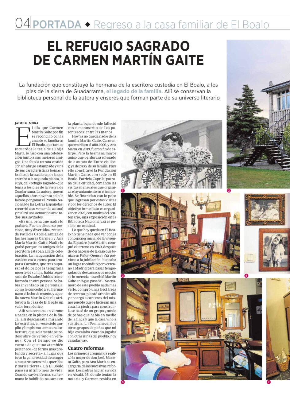 Artículo impreso: «El Boalo, el refugio sagrado de Carmen Martín Gaite», por Jaime G. Mora en ABC
